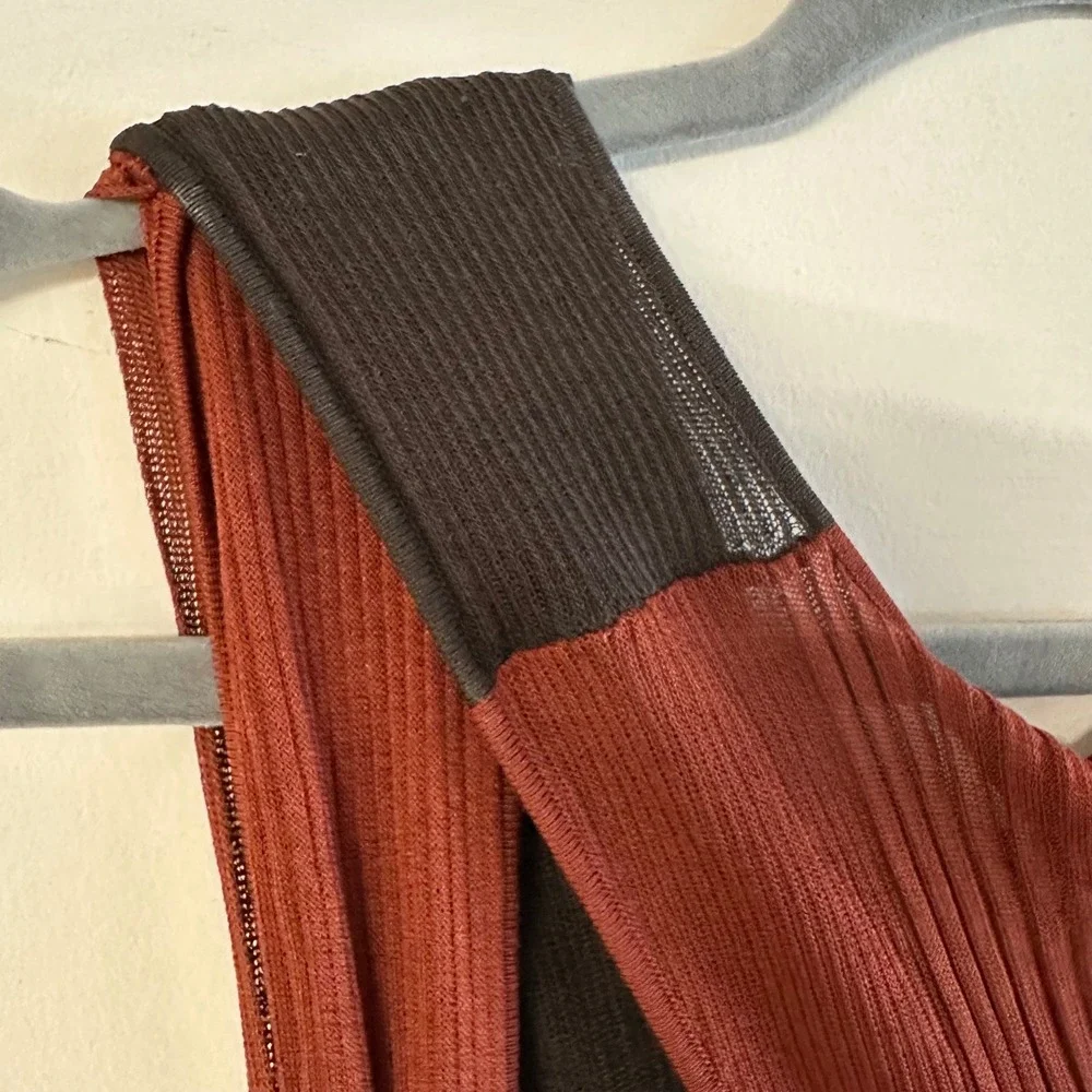 NWT Bottega Veneta SS2020 Runway Layered Fine Knit Dress IT38 Brown Rust Silk